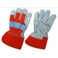 Cow Grain Leather PE Cuff Full Palm Work Glove-3140. Rd